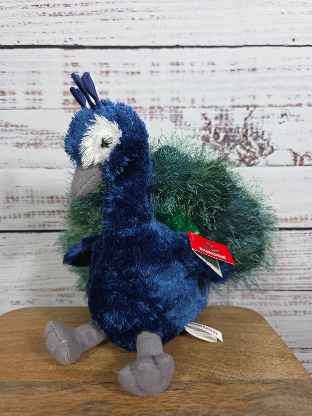 Aurora World Peacock Plush 8" Blue Green Bird Stuffed Animal w/Tags